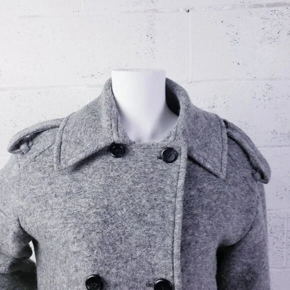 Los Angeles Project Double‎ Breasted Pea Coat Overcoat Womens Small Gray - Picture 7 of 12